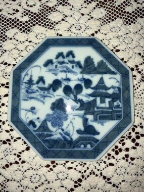 Mottahedeh Historic Charleston Blue Canton Vista Alegre Portugal Tea Tile Trivet